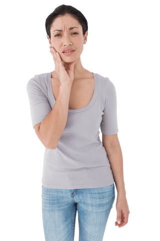 woman with toothache expressing discomfort on white background - Download Free Stock Videos Pikwizard.com