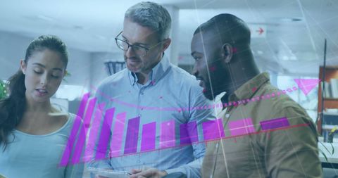 Diverse Team Analyzing Data Insights with Virtual Graphs - Download Free Stock Images Pikwizard.com