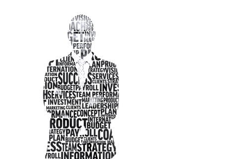 Transparent Businessman Illustration with Textformed Overlay