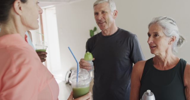 Active Senior Friends Drinking Green Smoothies Together After Exercise - Download Free Stock Images Pikwizard.com