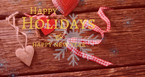 Festive Holiday Greeting with Heart and Ribbon Decor