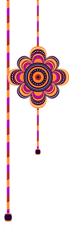 Bohemian floral medallion on transparent background