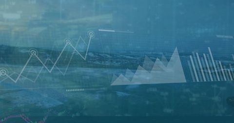 business data analytics overlaying coastal landscape - Download Free Stock Images Pikwizard.com
