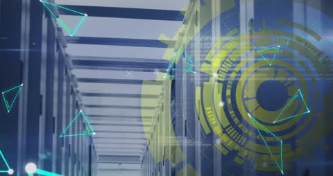 Digital Abstract with Tech Animation in Server Room Environment