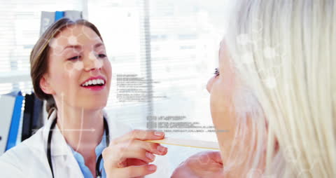 Doctor Examining Patient with Digital Data Overlay