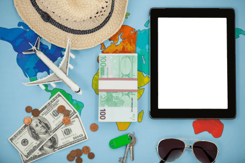 transparent travel concept with tablet and world map background - Download Free Stock Videos Pikwizard.com
