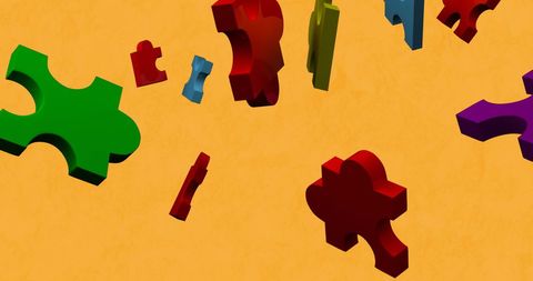 Colorful Puzzle Pieces on Vibrant Yellow Background - Download Free Stock Images Pikwizard.com