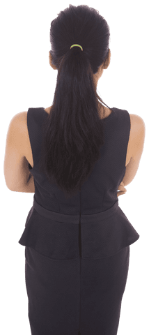 Asian businesswoman seen from behind with transparent background