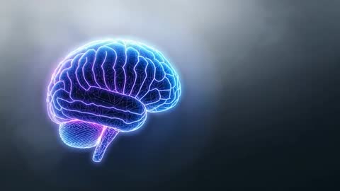 Neon Brain Hologram Continuously Pulsating in Futuristic Space