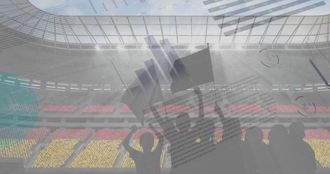 sports fans silhouette with dynamic data overlay in stadium - Download Free Stock Images Pikwizard.com