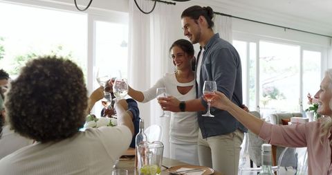 Joyful Family Wedding Celebration and Toast at Home