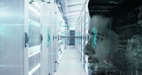 IT Engineer Analyzing Data Streams in Modern Data Center