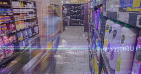 Shopping in Supermarket with Digital Data Overlay