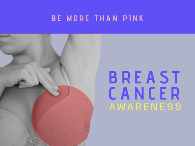 Illustration highlights breast cancer awareness, focusing on self-examination. Ideal for campaigns, educational materials, healthcare websites, and social media during Breast Cancer Awareness Month.