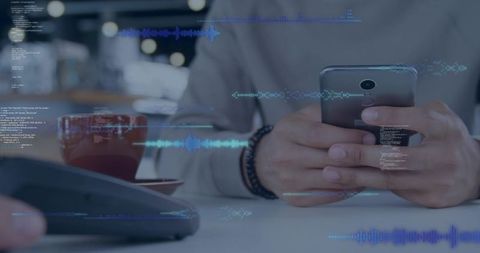 Holding Smartphone and Tapping for Contactless Mobile Payment with POS Waveform Overlays