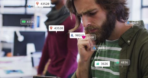 Business Person Analyzing Social Media Engagement Data