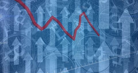 Red Trend Line Amidst Bitcoins Representing Financial Volatility - Download Free Stock Images Pikwizard.com