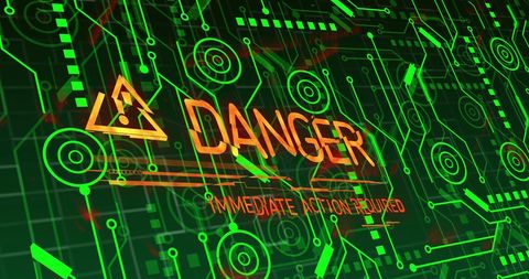 Warning message on futuristic digital interface