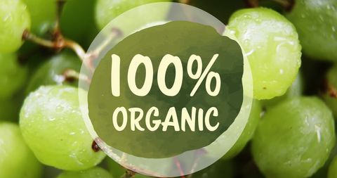 Organic Green Grapes with Healthy Food Message
