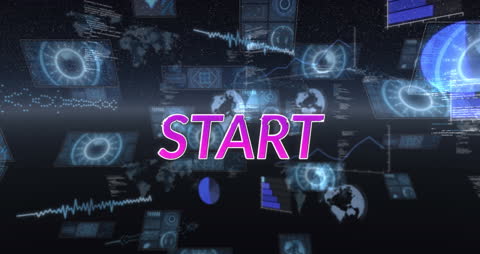 Data Processing Launch with Digital Interfaces Animation