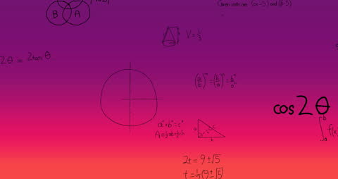 Handwritten Mathematical Formulas on Red Gradient Background