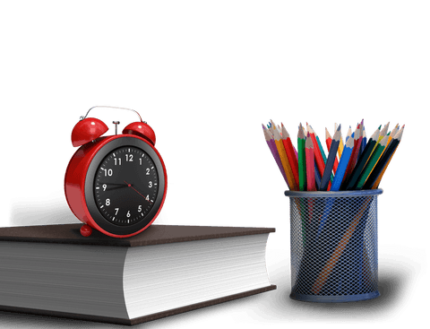 Transparent Book with Alarm Clock and Colored Pencils for Education - Download Free Stock Videos Pikwizard.com