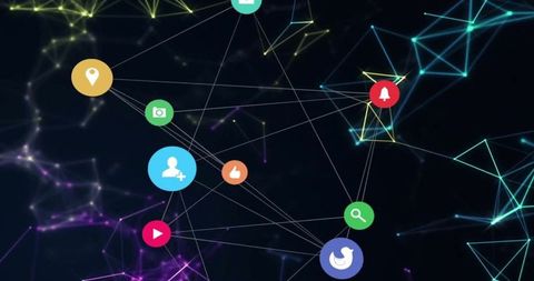 Digital Network Interface with Social Media Icons and Connections - Download Free Stock Images Pikwizard.com