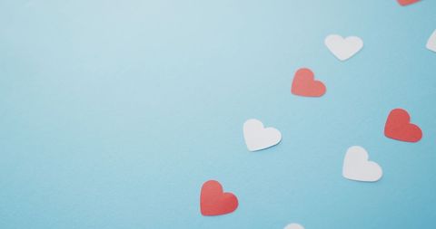 Red and White Paper Hearts on Blue Background for Valentine's Day - Download Free Stock Images Pikwizard.com