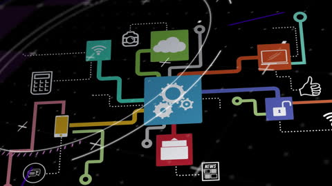 Network of Digital Connections in Futuristic Interface