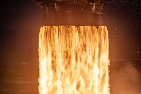 Intense Flames Erupting from Powerful Rocket Engines