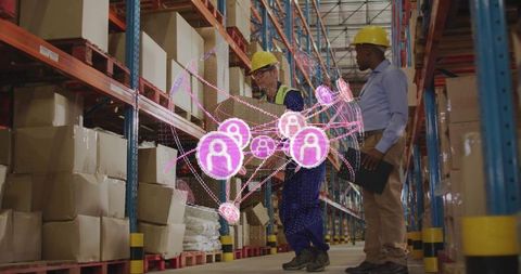 Warehouse Workers Visualizing Digital Network Integration