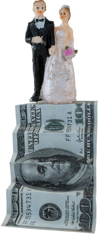 Wedding Couple Figurines on Transparent Currency Stand