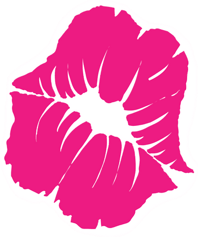 Stylized magenta lip print graphic on transparent background