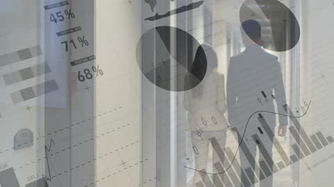 Business Professionals Analyzing Financial Data Overlapping Graphs