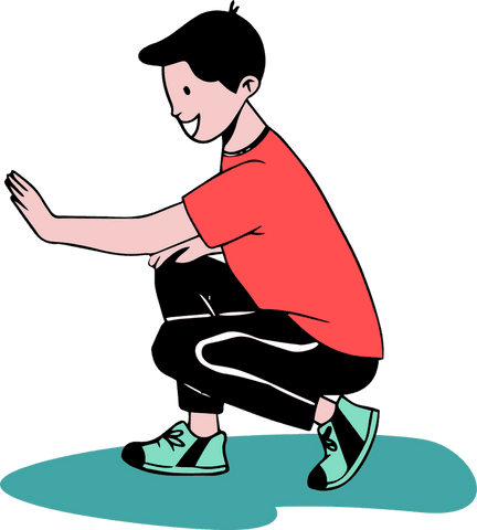 Energetic Man Crouching in Vibrant Sportswear on Transparent Background