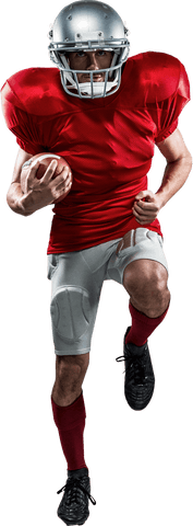 Transparent American Football Player in Red Jersey Running Forward