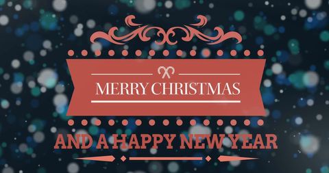 Festive Merry Christmas and Happy New Year Greeting Card with Snow