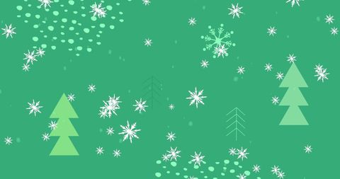 Winter Wonderland with Snowflakes and Pine Trees on Green - Download Free Stock Images Pikwizard.com