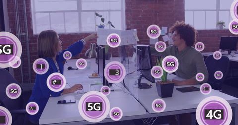 5G Network Technology Connecting Diverse Business Team in Modern Office - Download Free Stock Images Pikwizard.com