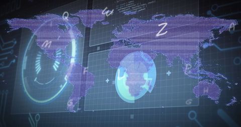 Digital World Map Interface with Data and Letters Augmented Reality - Download Free Stock Images Pikwizard.com