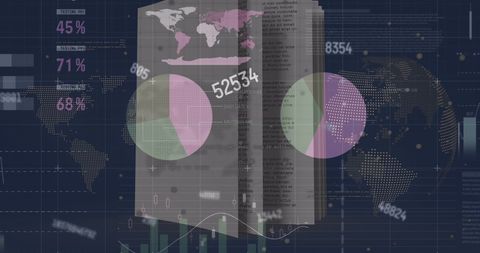 Data Analytics with Statistical Graphs and Digital Globe Overlay - Download Free Stock Images Pikwizard.com
