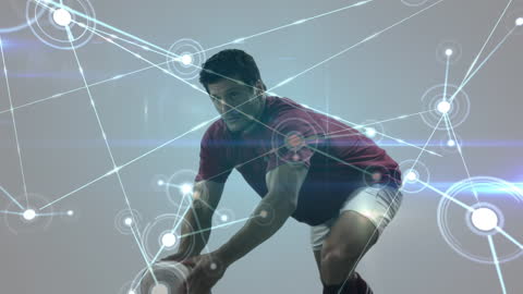 Rugby Player with Digital Data Overlay