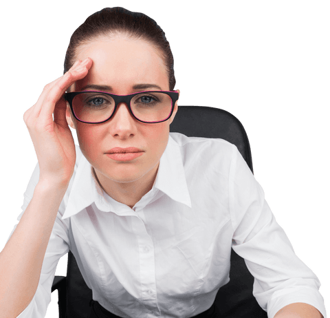 Caucasian Businesswoman in Glasses Adjusting for Clarity on Transparent Background - Download Free Stock Videos Pikwizard.com