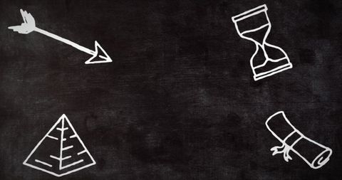 Chalkboard Education Icons with Pyramid and Hourglass Illustration