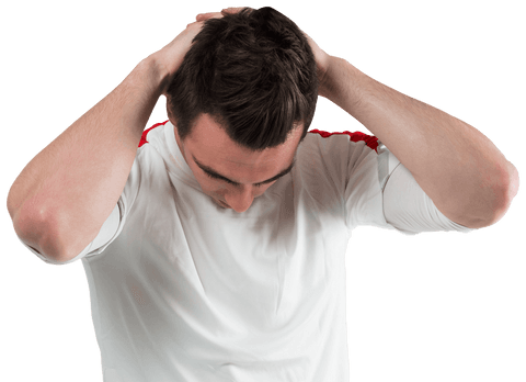 Transparent Disappointed Football Fan in White Shirt Looking Down