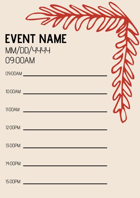 Minimalist Event Schedule Template with Botanical Design - Download Free Stock Templates Pikwizard.com