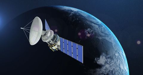 Satellite Orbiting Earth for Global Communication - Download Free Stock Images Pikwizard.com