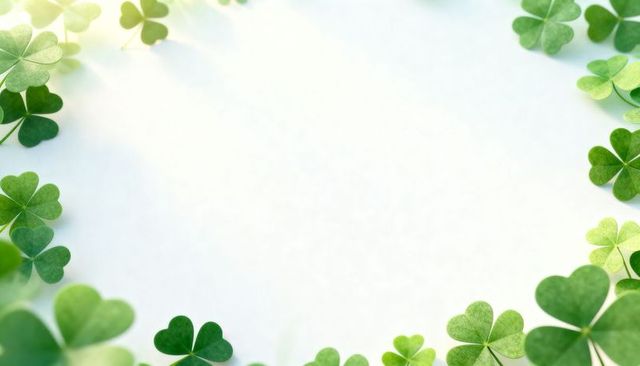 Framing green shamrock border with blank white center for st patrick's day greeting card