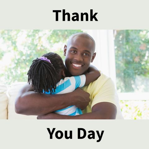 Loving father hugging daughter on thank you day
