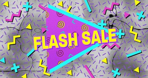 Vibrant Flash Sale Text with Abstract Geometric Background